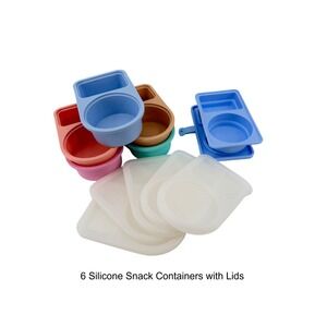 6 Silicone Snack Containers with Lid Portion Control Bento Style Dishwasher Safe